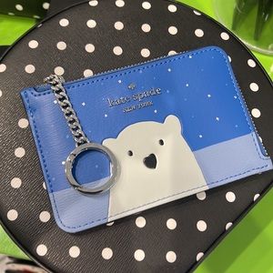 Kate Spade Arctic Friends Medium L-Zip Card Holder Multi Color